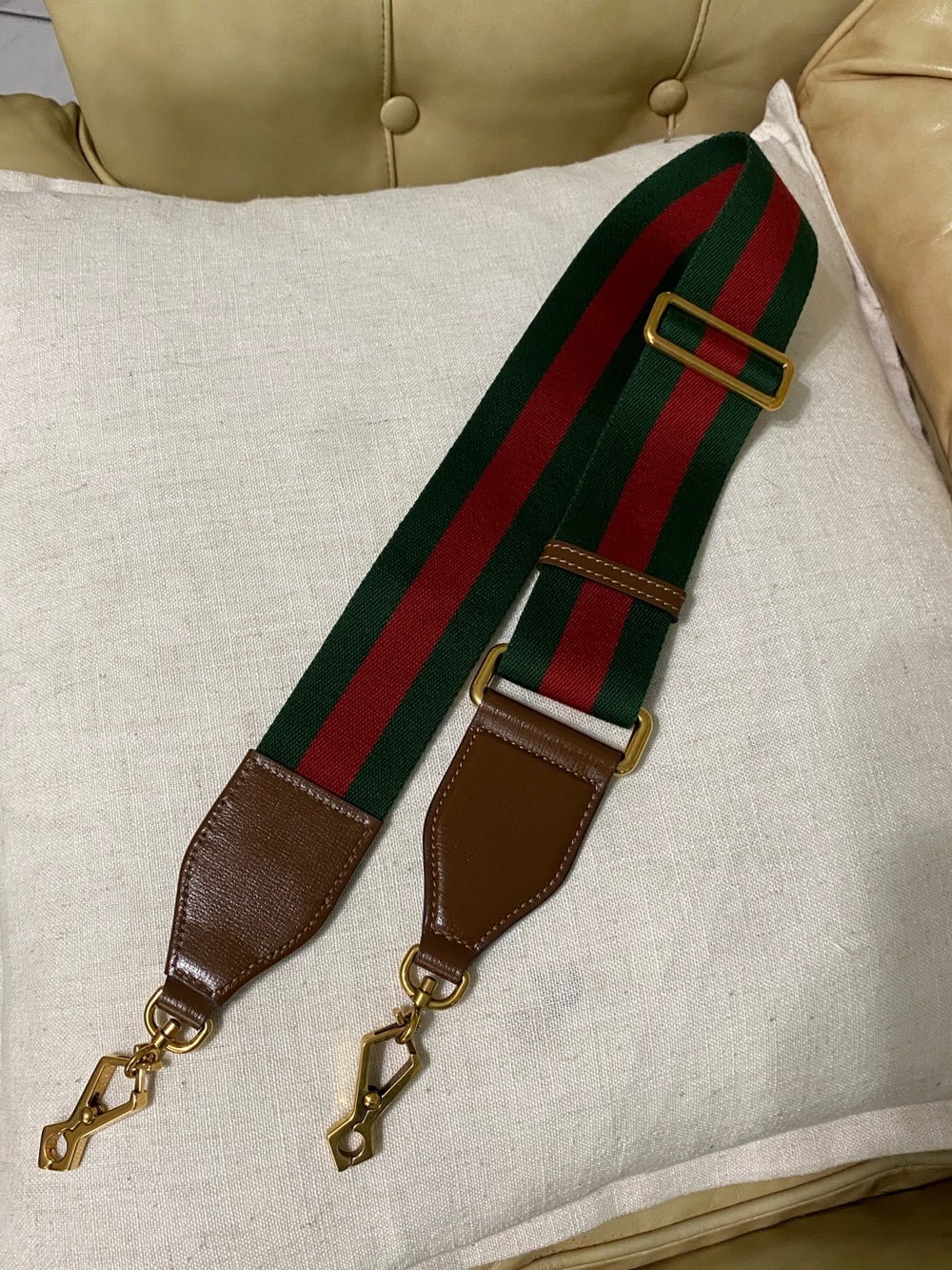 COA Gucci NWOT Wide Web Replacement Bag Strap Green/Red Wool Stripe Unisex - Picture 4 of 10